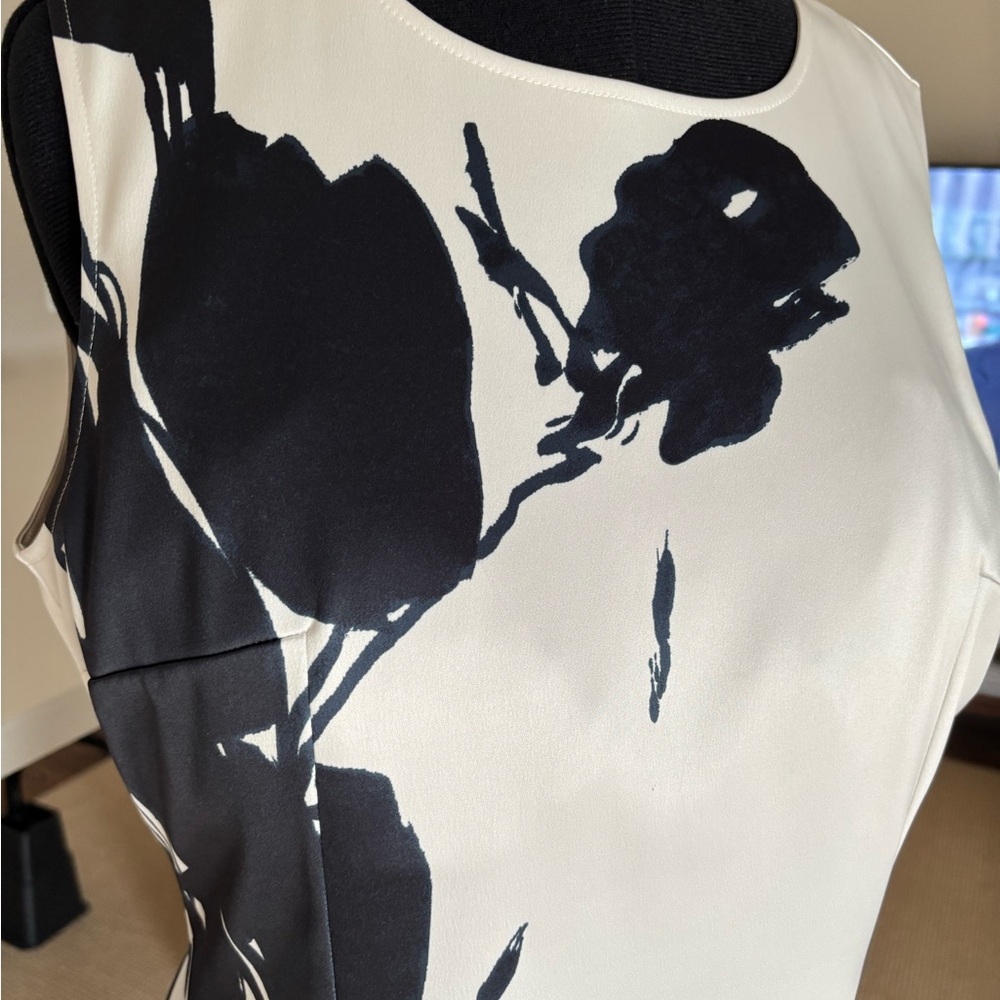 St. John Black and Ivory Silk Dress